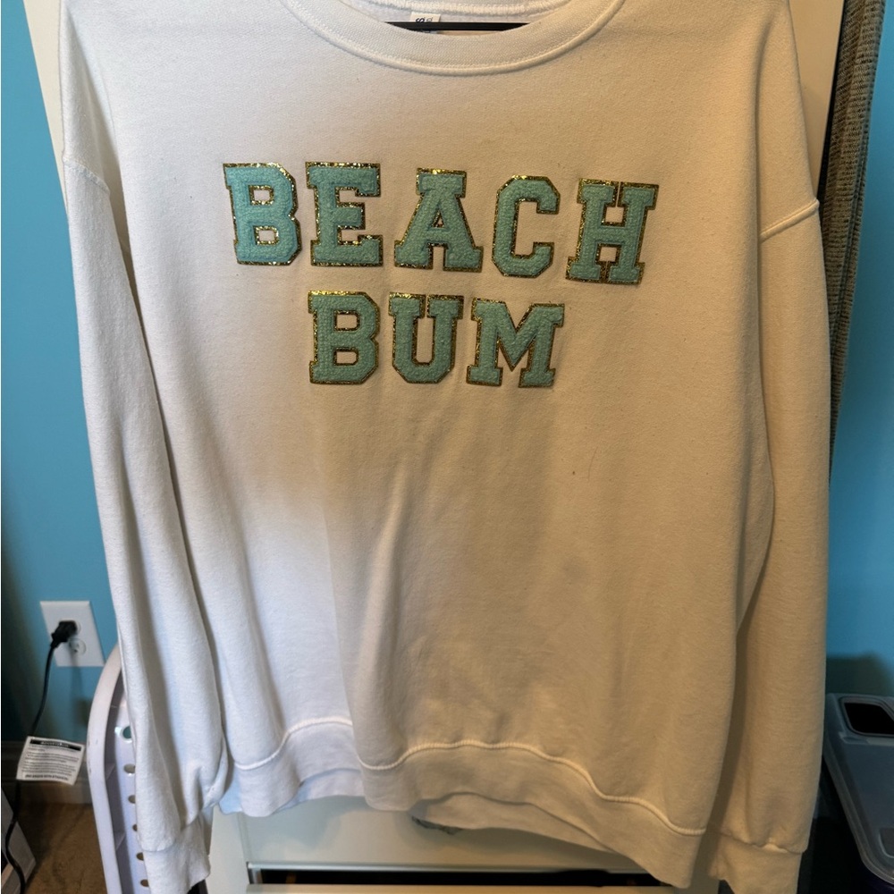 Jerzees White Sweatshirt with Blue Text
